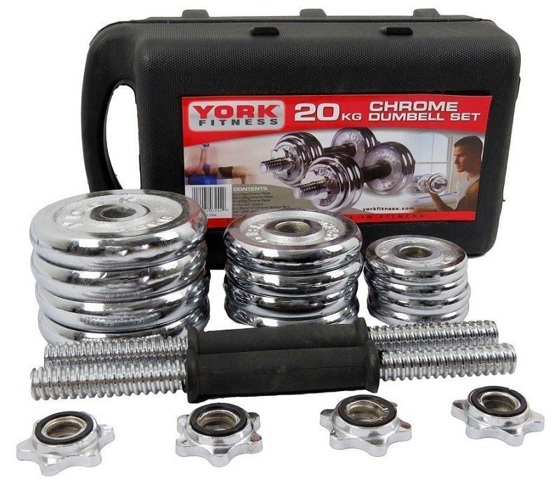 york chrome dumbell set 20kg