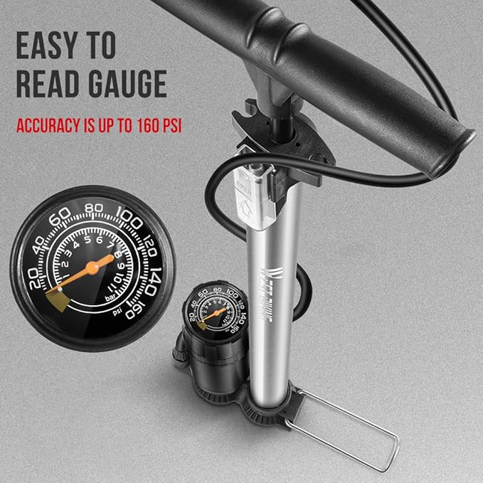 Floor Pump with Gauge Presta & Schrader Valves