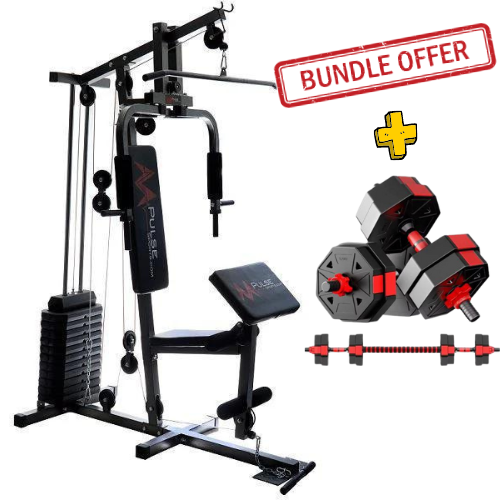 Home Gym 102 120LB + Adjustable 20KG Dumbbell with Extra Rope Attachment