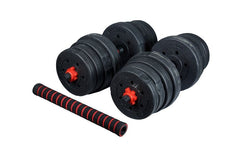 Adjustable Plastic Dumbbell 30kg with 2 Bars & long Bar