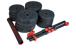 Adjustable Plastic Dumbbell 30kg with 2 Bars & long Bar