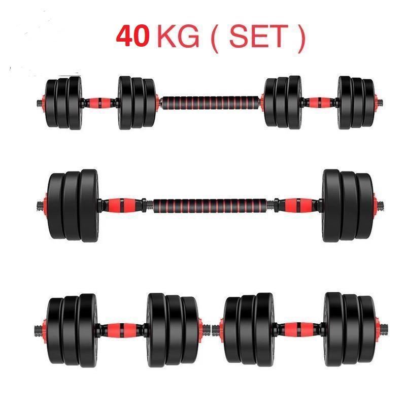 Adjustable Plastic Dumbbell 40kg with 2 Bars & long Bar